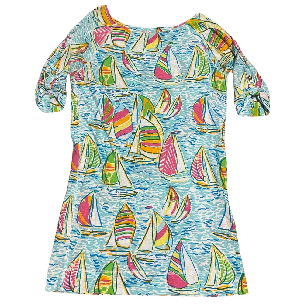 Lilly Pulitzer Colorful Sailboat Print U Gotta Regatta Dress Size Small - Picture 7 of 9